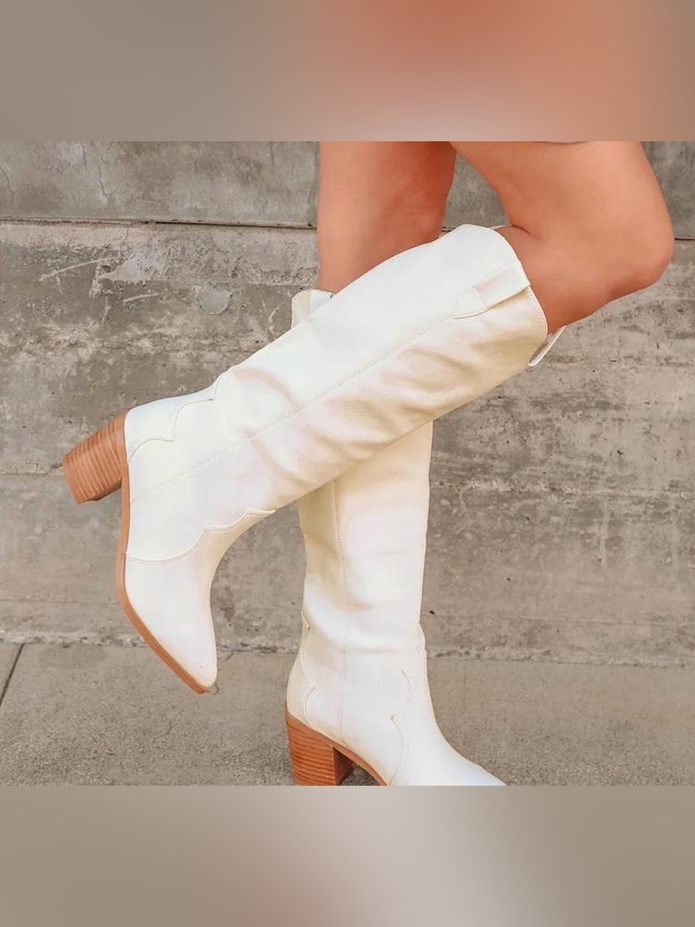 Billini Urson White Western Cowboy Boots Women’s Size 8 Knee High Pointed Toe